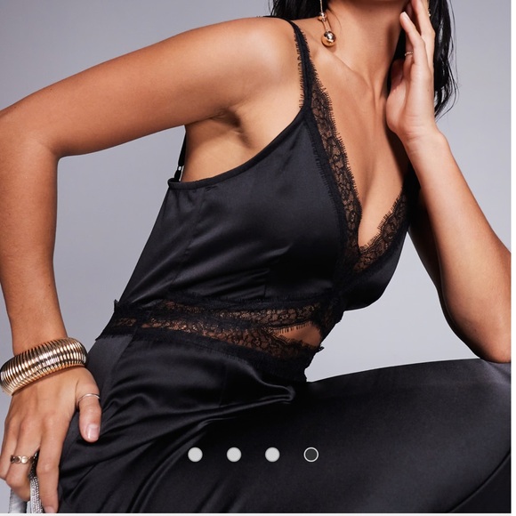 Never Fully Dressed Black Satin Lace Chemise petite size Dress - Picture 5 of 7